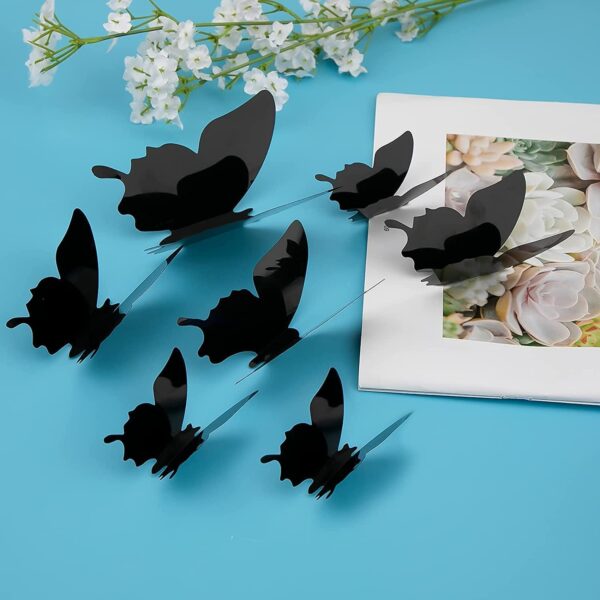 3D motýlci na zeď - černá