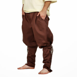 Bavlněné kalhoty zúžené - hnědé