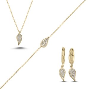 OLIVIE Sada stříbrných šperků ANDĚLSKÁ KŘÍDLA GOLD 7506