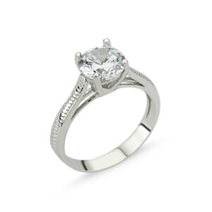 OLIVIE  Stříbrný solitérní prsten se zirkonem 1267 Velikost prstenů: 8 (EU: 57-58)