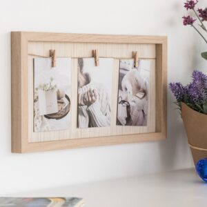 Dřevěný fotorámeček s kolíčky (3 fotografie)