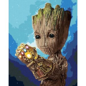 Malování podle čísel Strážci galaxie - Groot s Rukavicí nekonečna