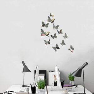 Zrcadlový motýl 12 ks - stříbrný