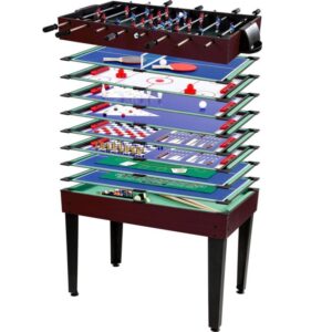 GAMESPLANET® 40544 Multifunkční herní stůl 15 v 1 - tmavě hnědý