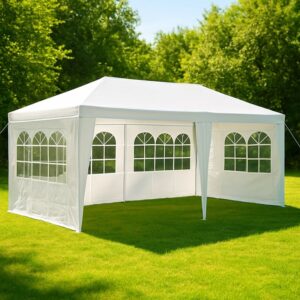 Zahradní párty stan 3×6 m bílý s okny a zipem a PE plachtou